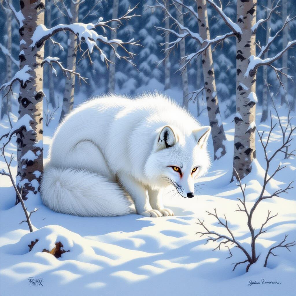 Arctic Fox Camouflage in Winter Landscape: Realistic Wildlif...