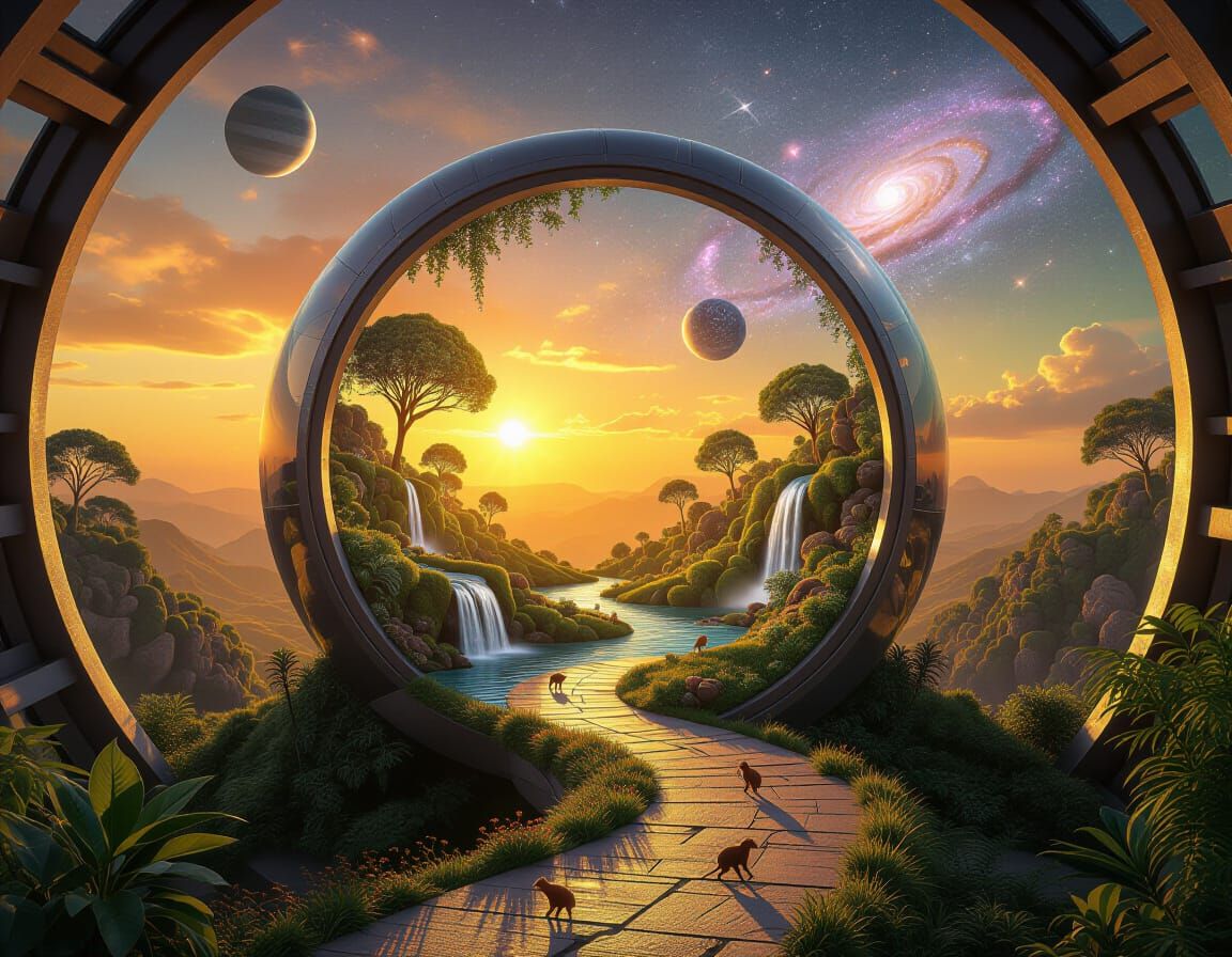 Miniature Ecosystem Inside Architectural Space Station