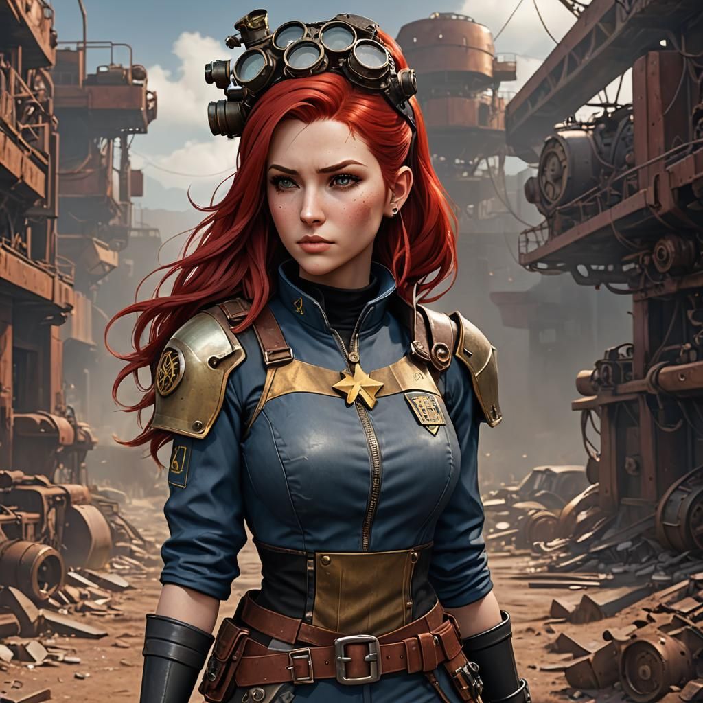 Steampunk Fallout Vault Girl in Wasteland