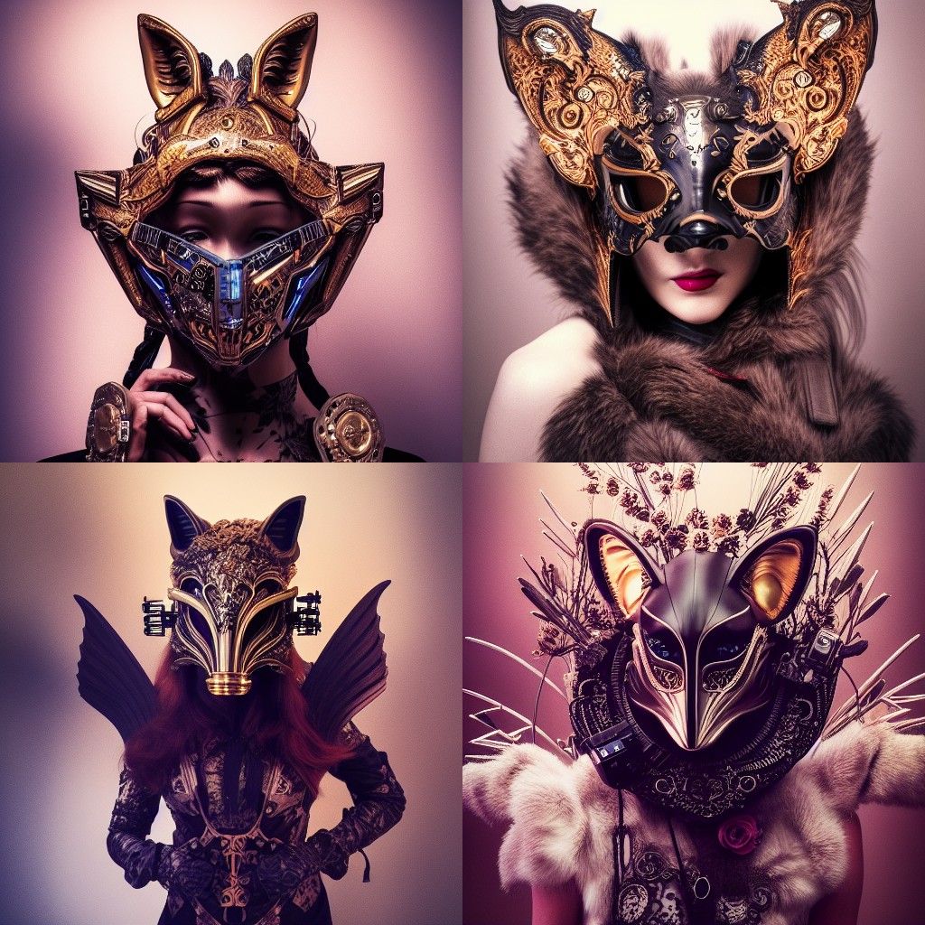 Cyberpunk Fox Mask Portrait in Hyper-Realistic Style