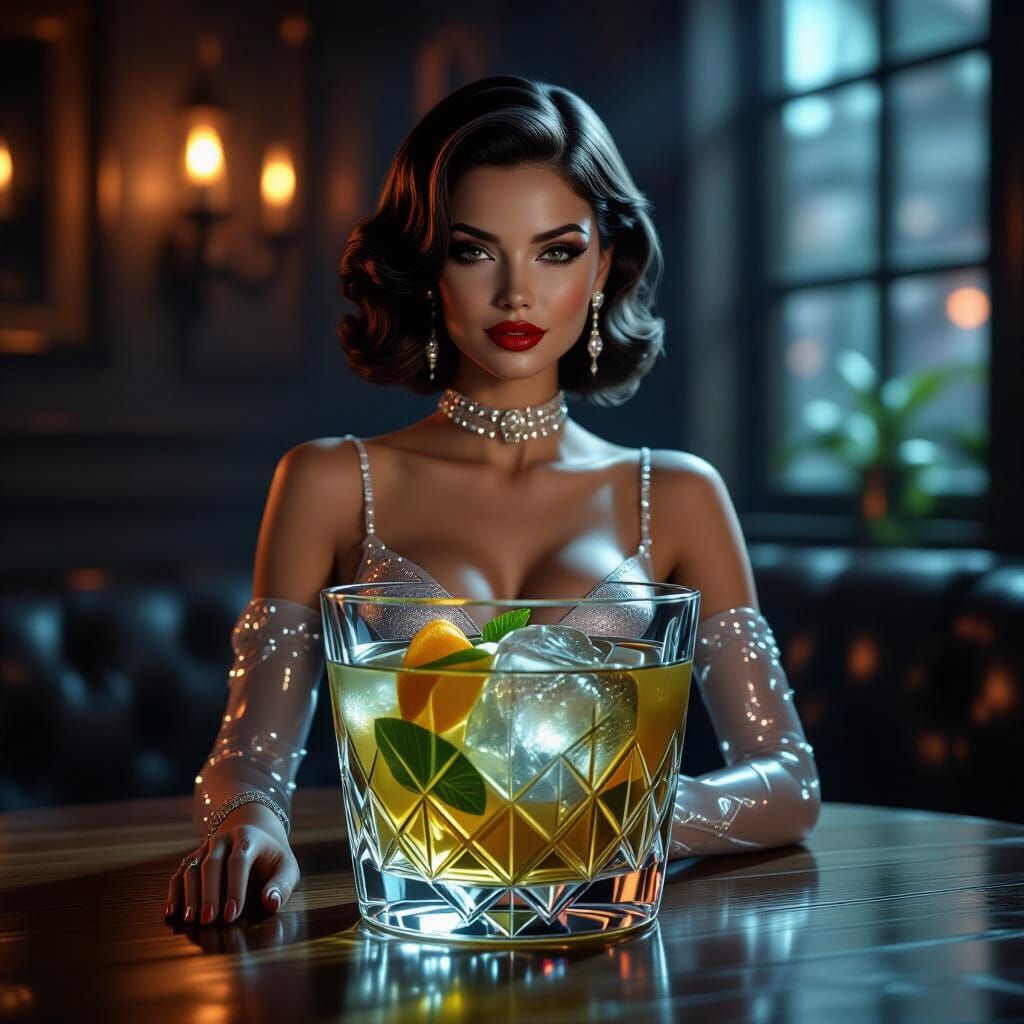 Femme Fatale Absinthe Cocktail in Holographic Glass