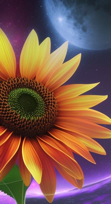 Sunflower and moon