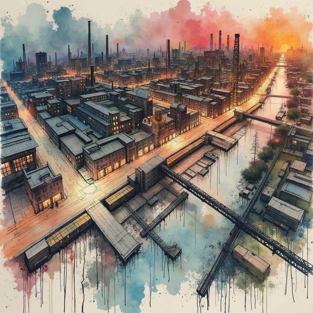 industrial city at night