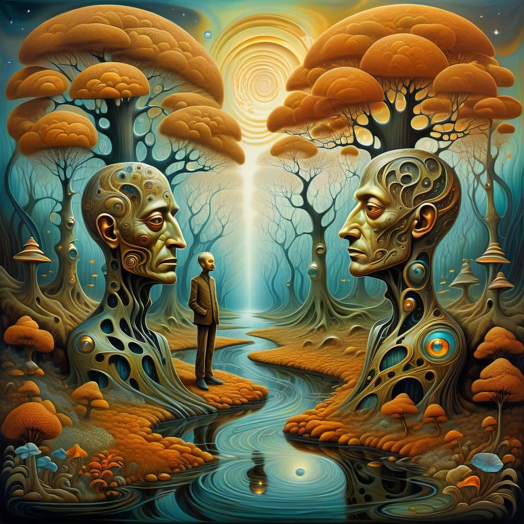 Surreal Tree People in Magical Realism Style