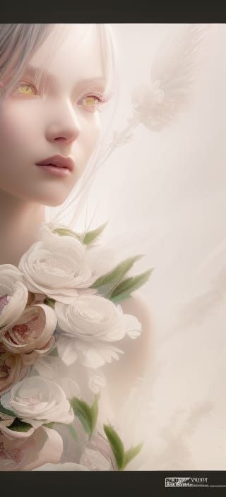 Rococo Flower Woman: Hyperrealistic Digital Illustration