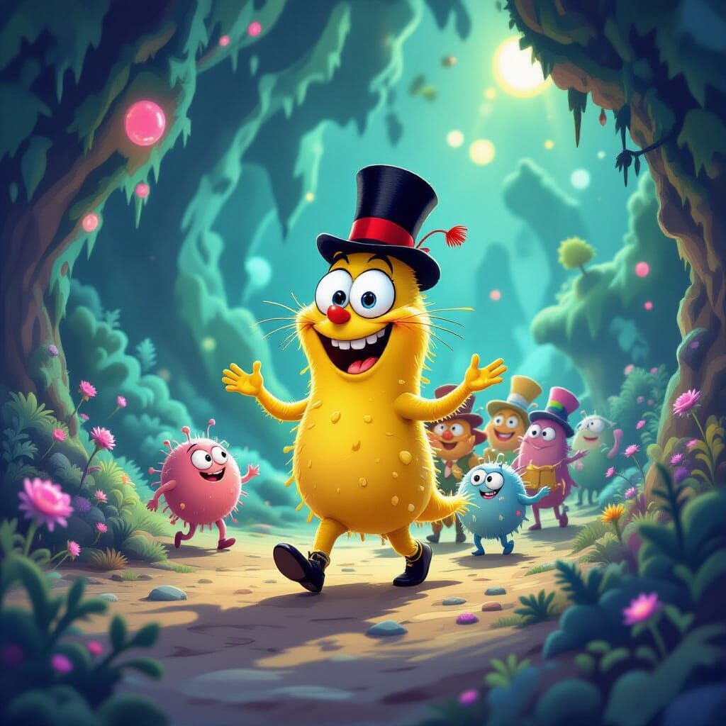 Anthropomorphic Germ Leads Microbe Tour in Digestive System