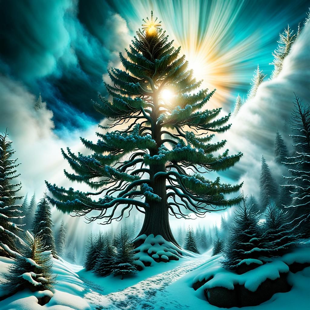 Eerie World Tree Christmas with Lights