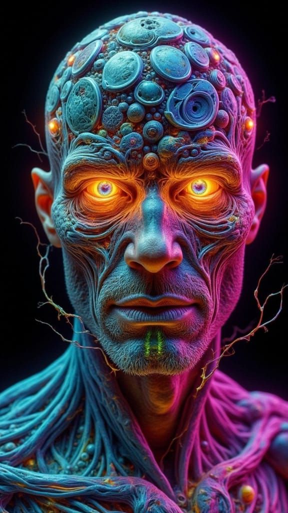 Man Hatches from Egg in Surreal X-Ray Art