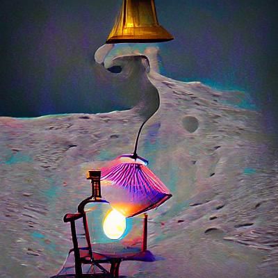 Lamp on the Moon: A Surreal Lunar Scene