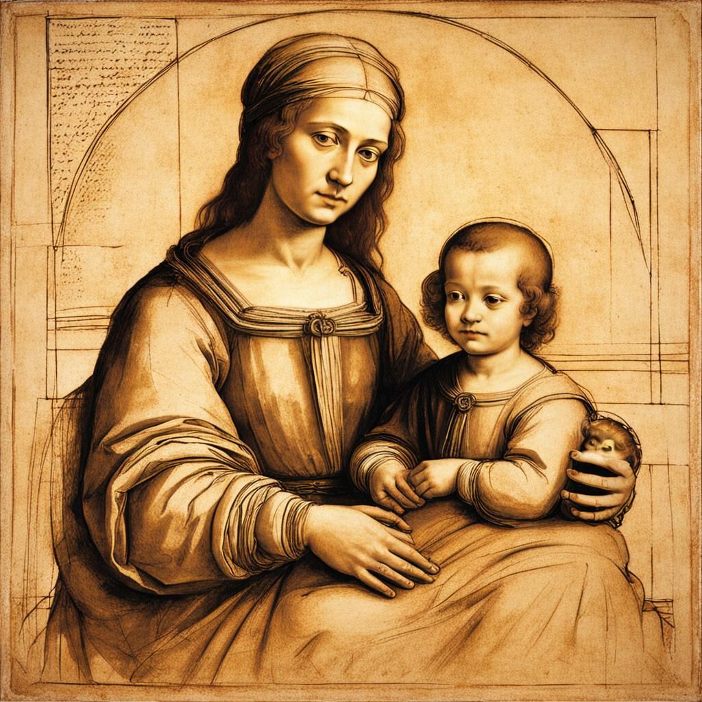 Mother and Child Portrait in Renaissance Style