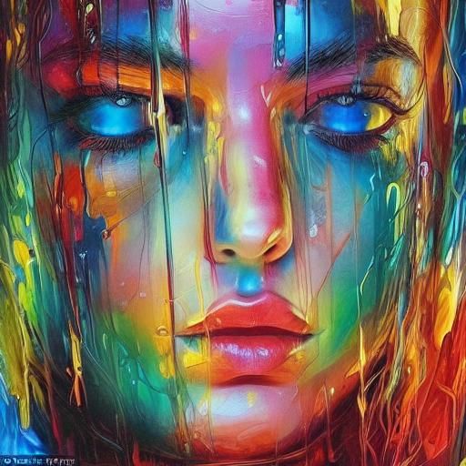 Colorful Fairy in Surreal Forest: Oil Painting