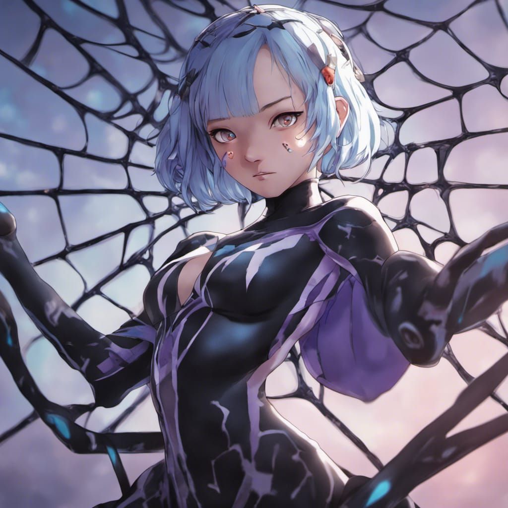 Rem as Spidersona: Hyperrealistic Splash Art