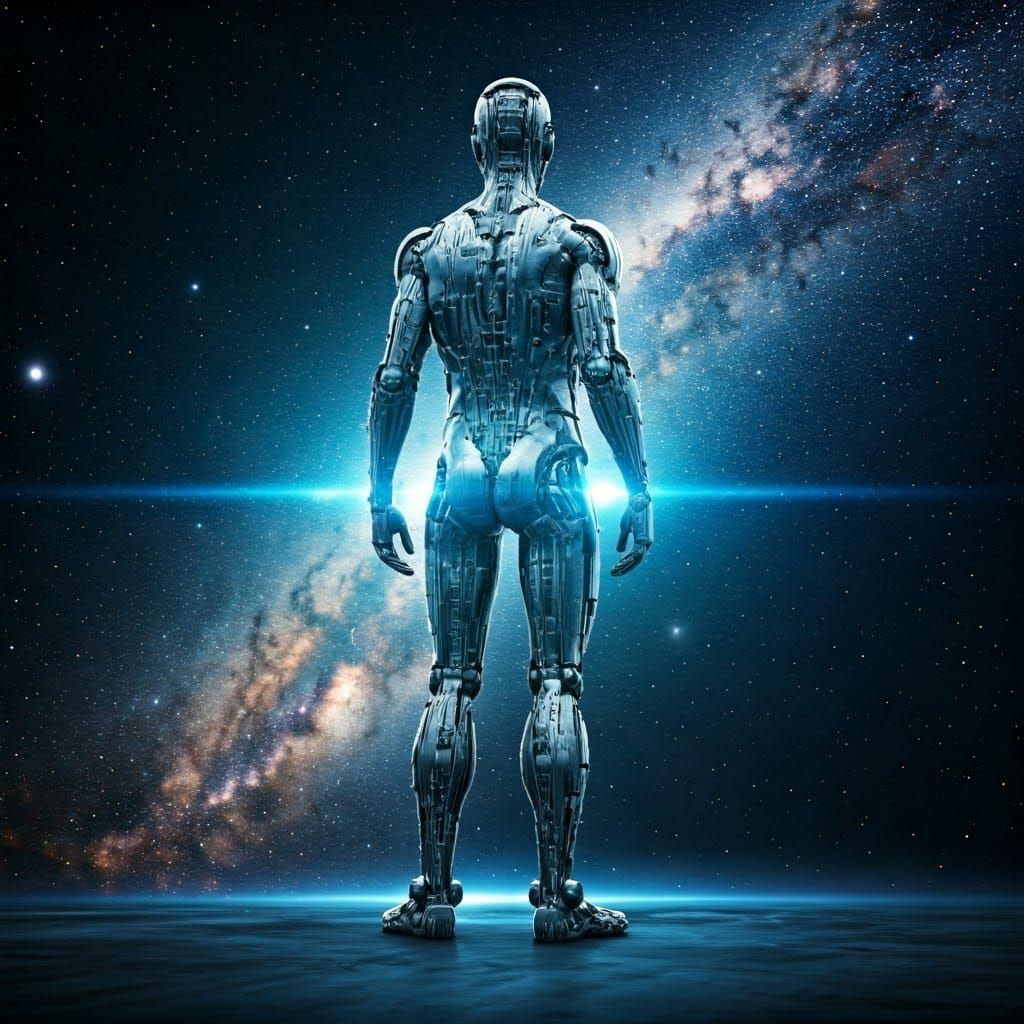 Biometric Imagineer Gazing at Stars in Sci-Fi Style