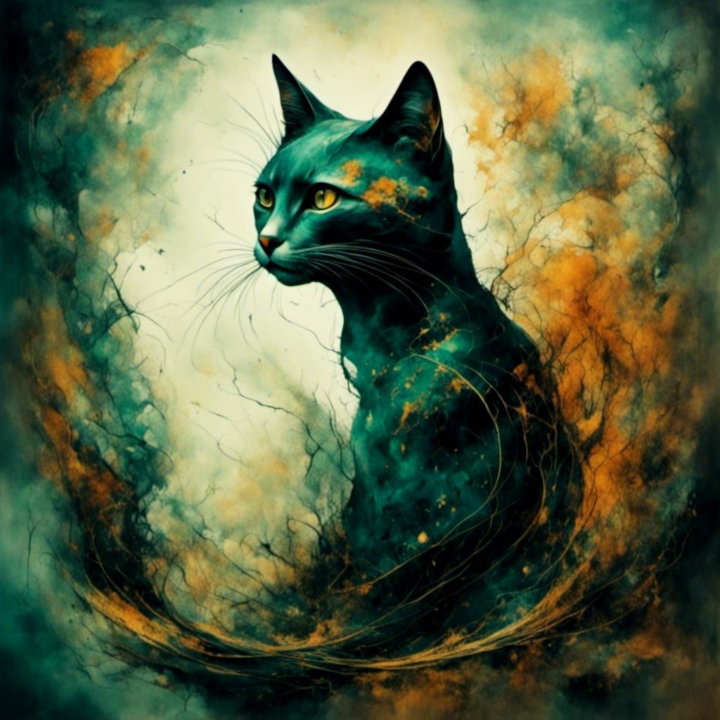 Impoverished Cat in Abstract Painterly Style