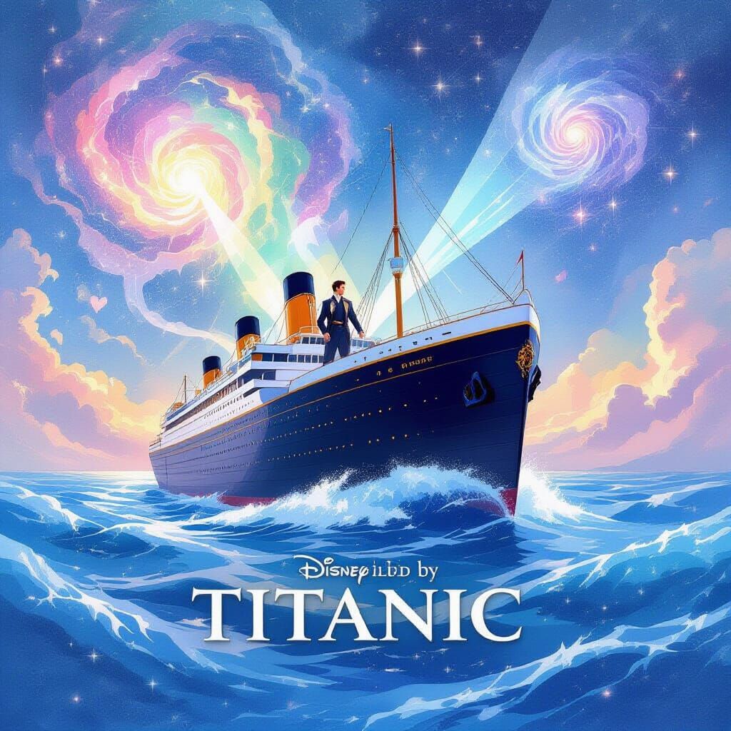 Titanic Movie Poster in Dreamy Watercolor Style