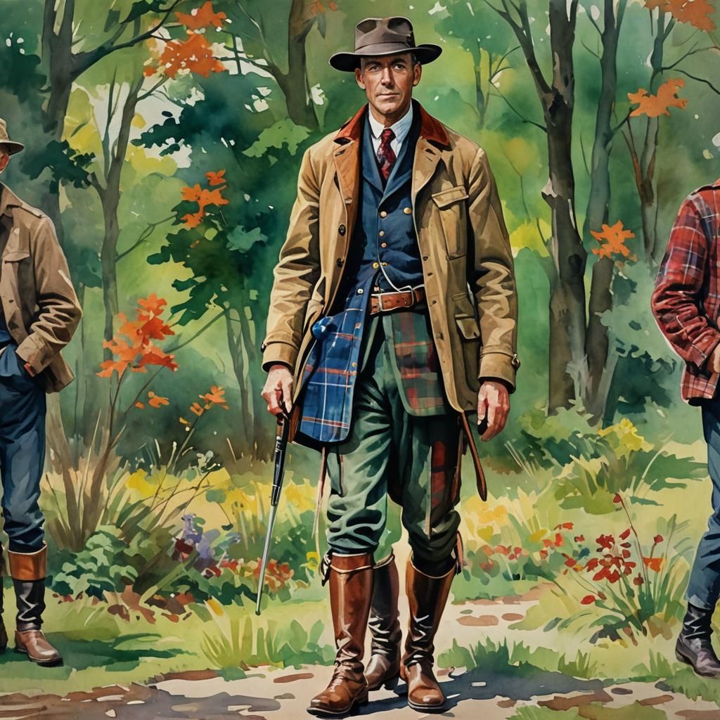 Harold Shea in Riding Outfit: Gouache Impressionist Portrait