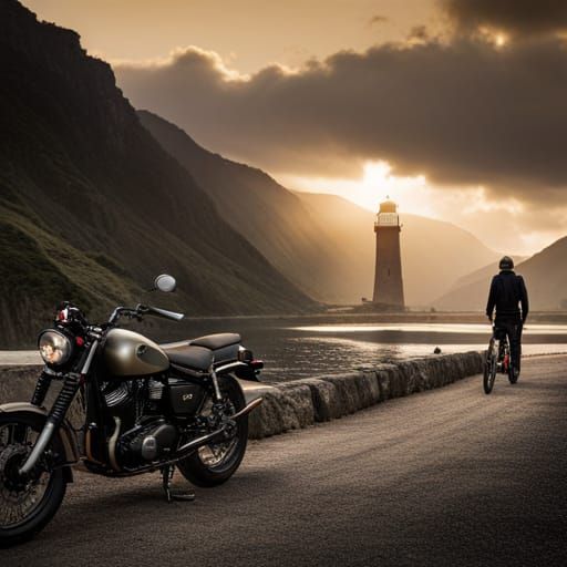 Motorcycle Chase Scene in Digital Matte Painting