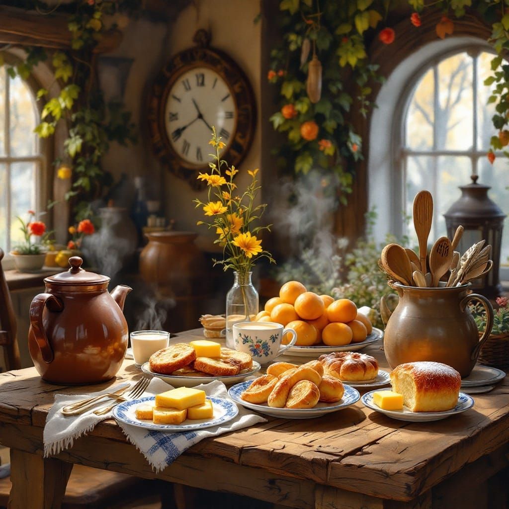 Whimsical Hobbit Breakfast Scene