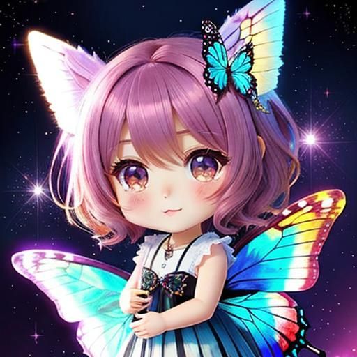 Chibi Faun and Butterfly in Morning Stardust