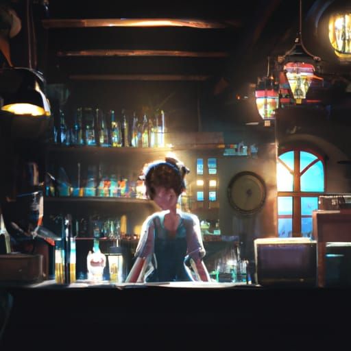 Anime Bartender in Studio Ghibli Style