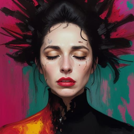 Emotionally Charged Portrait in Avant-Garde Style