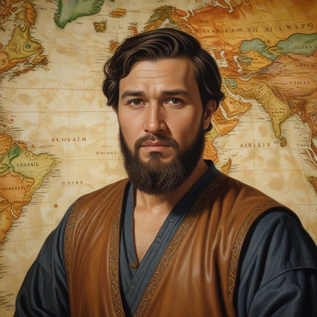 Marco Polo Portrait in Oil Painting Style