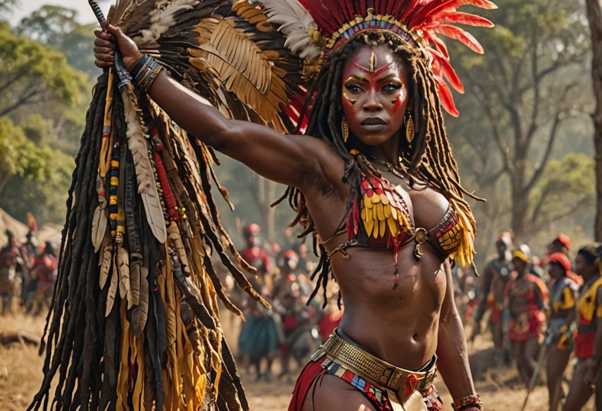 Zulu Warrior Woman with Magic Spear