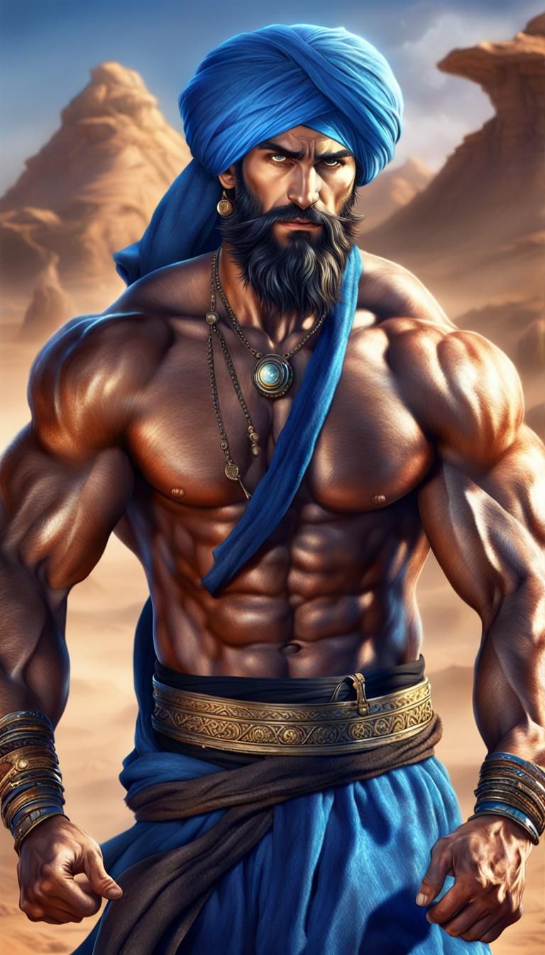 Handsome Persian Djinn with Magical Sparks