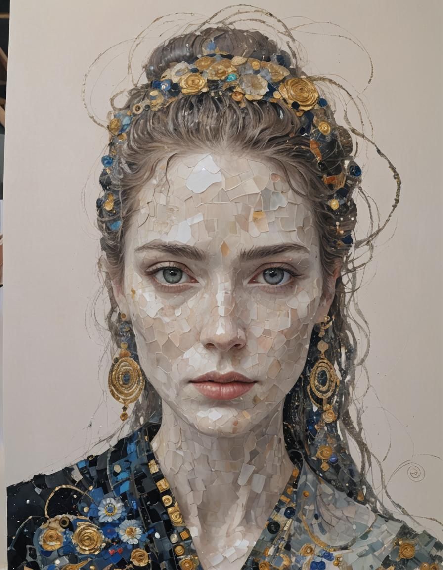 Woman in Impasto Style of Klimt