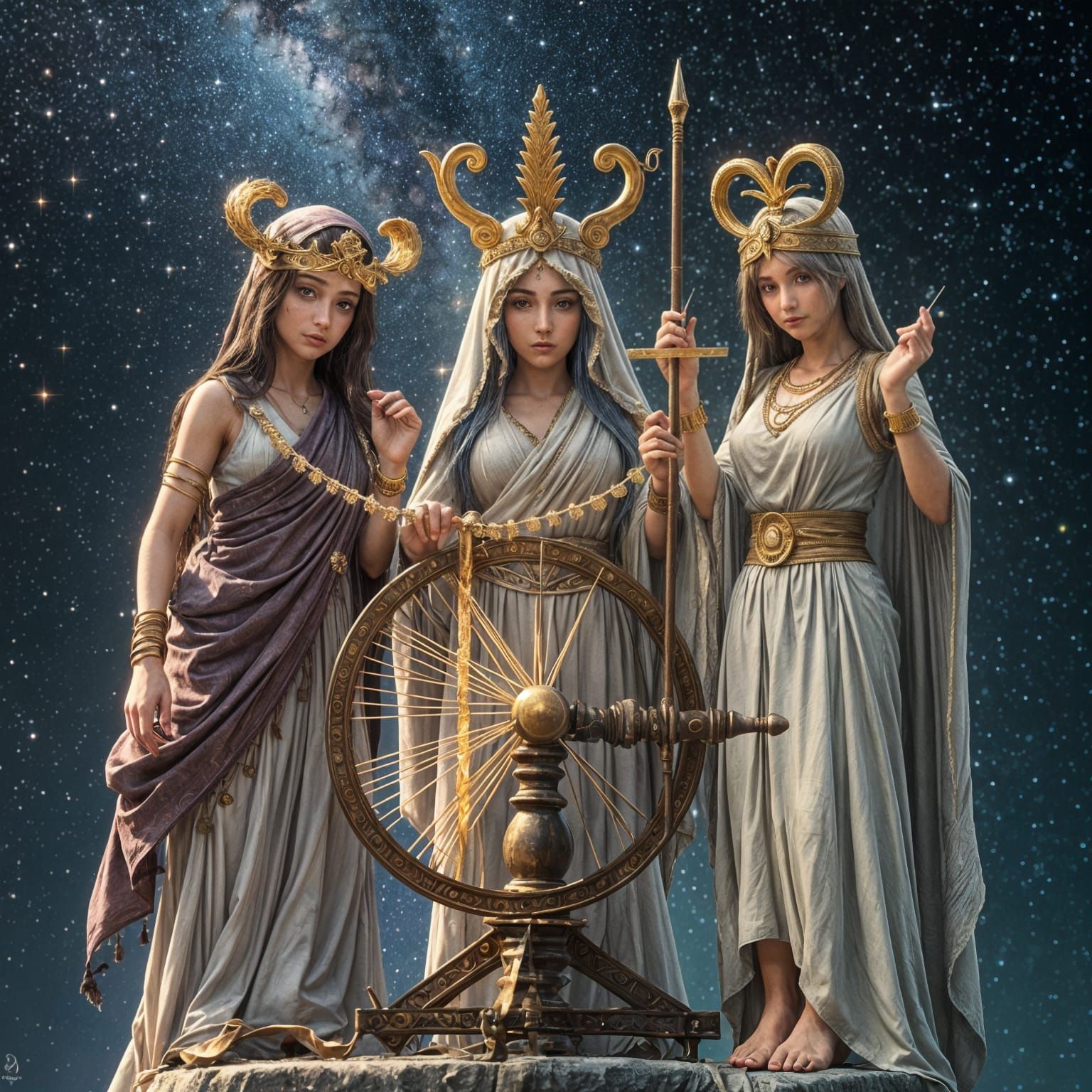 The Moirai: Weavers of Destiny in Anime Style