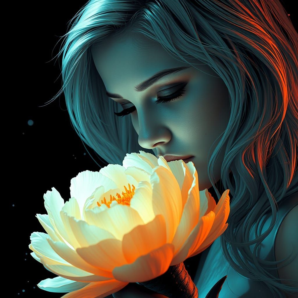 Elegant Woman in Art Nouveau Line Art