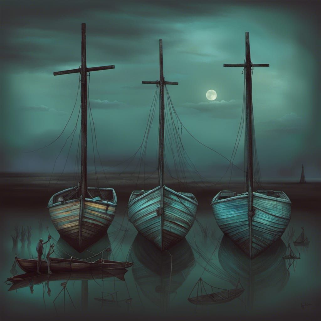 Surreal Empty Boats Evoke Silent Sorrow