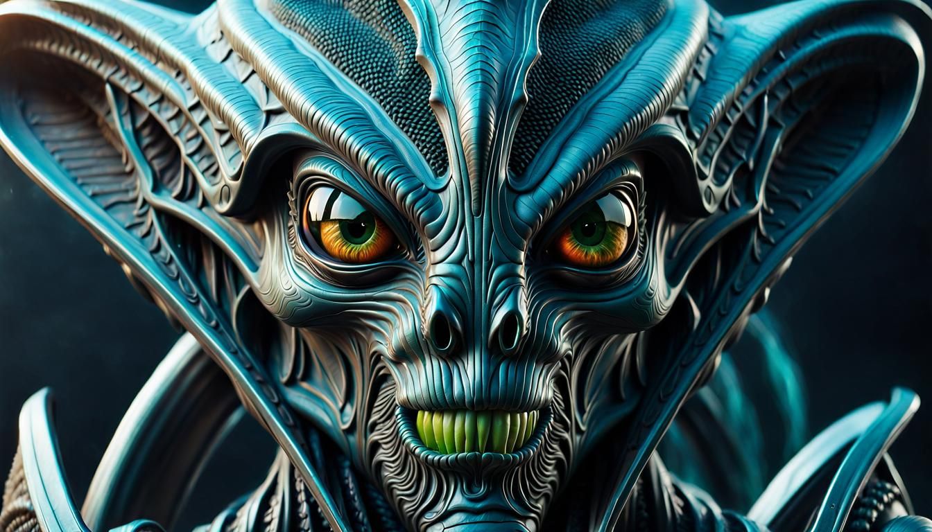Hooded Alien Creature Portrait in Hyperrealistic Style