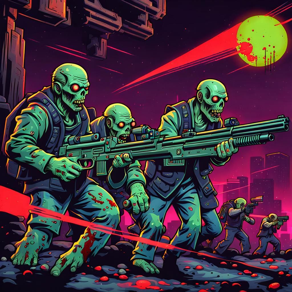 Laser Rifle Zombies in Dystopian Setting