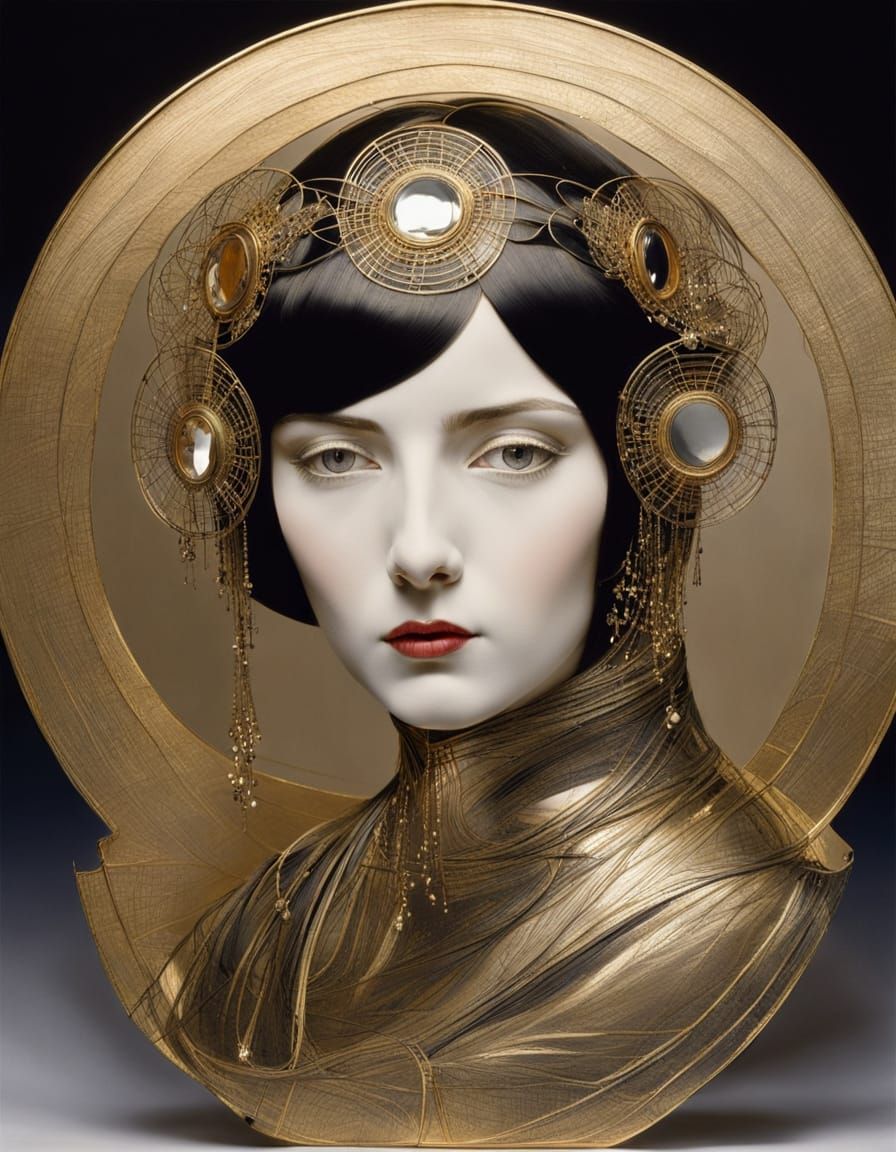 Ethereal Woman in Gilded Gothic Splendor