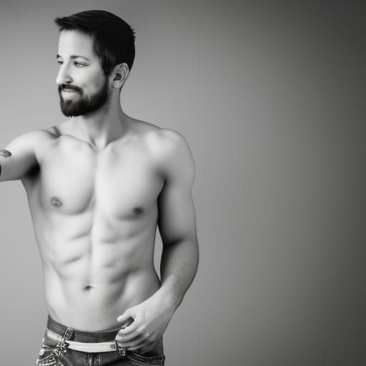 Joyful Shirtless Man Dancing in Natural Light