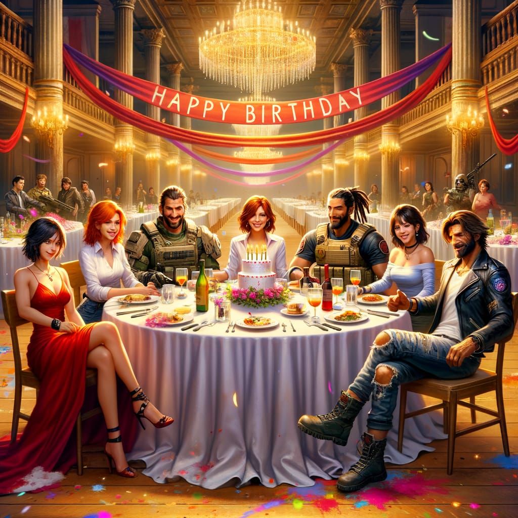 Resident Evil Characters Celebrate Birthday in Grand Banquet...