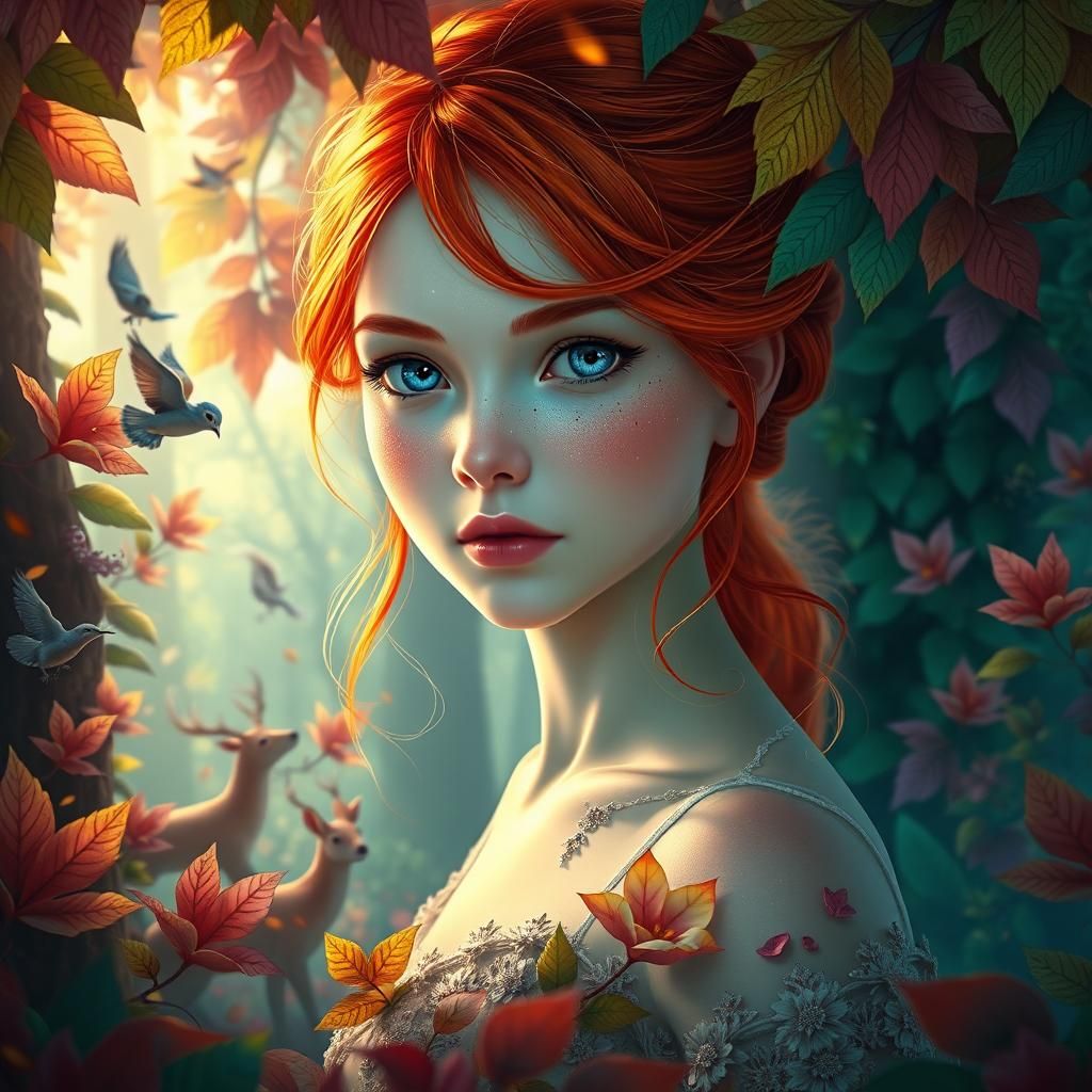 Enchanted Forest Girl in Detailed Matte Painting Style