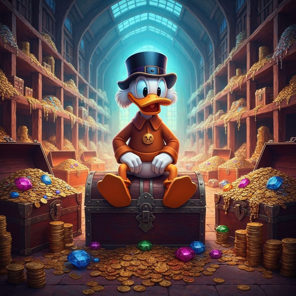 Scrooge McDuck's Treasure Trove, Hyperrealistic Splash Art