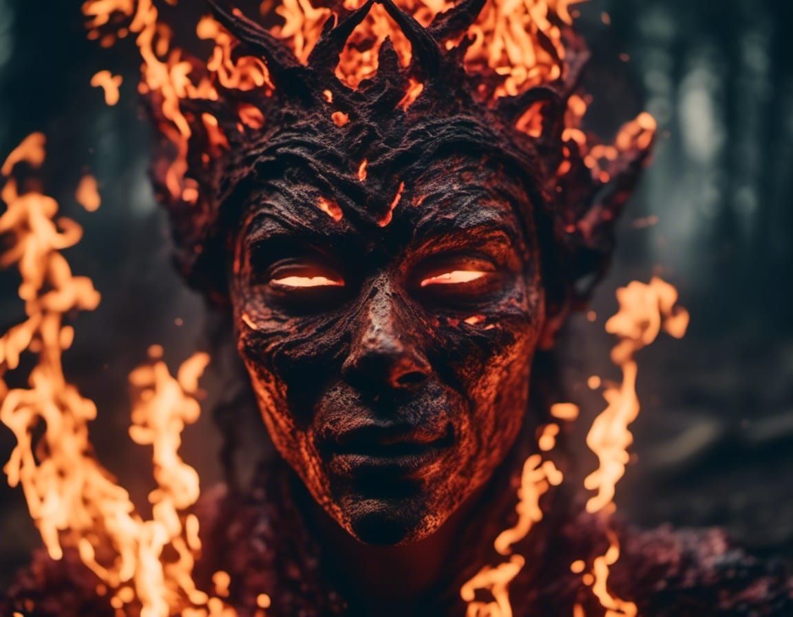 Fiery Cinematic Monster in Flames