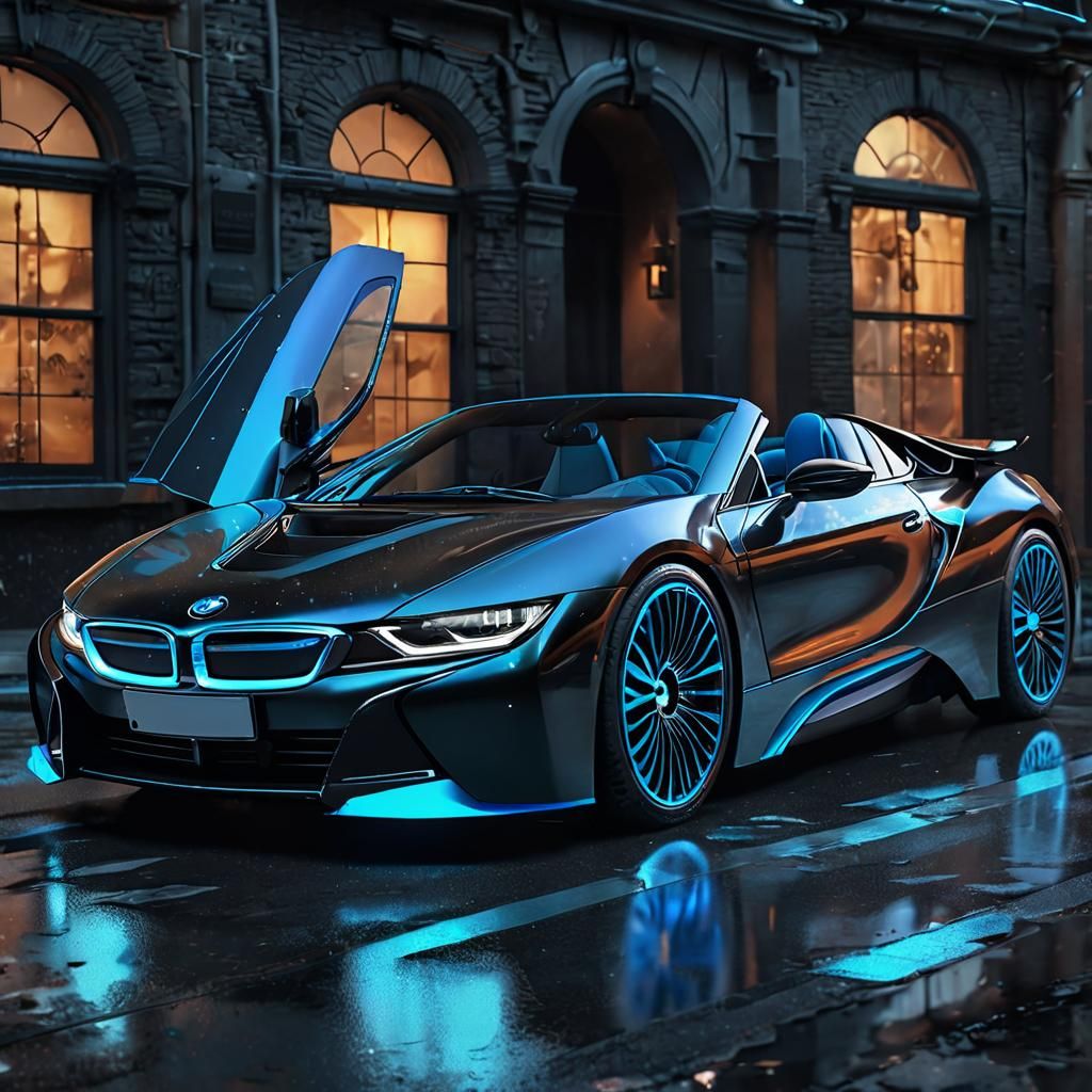 Black and Blue BMW i8 Roadster with Techno Design