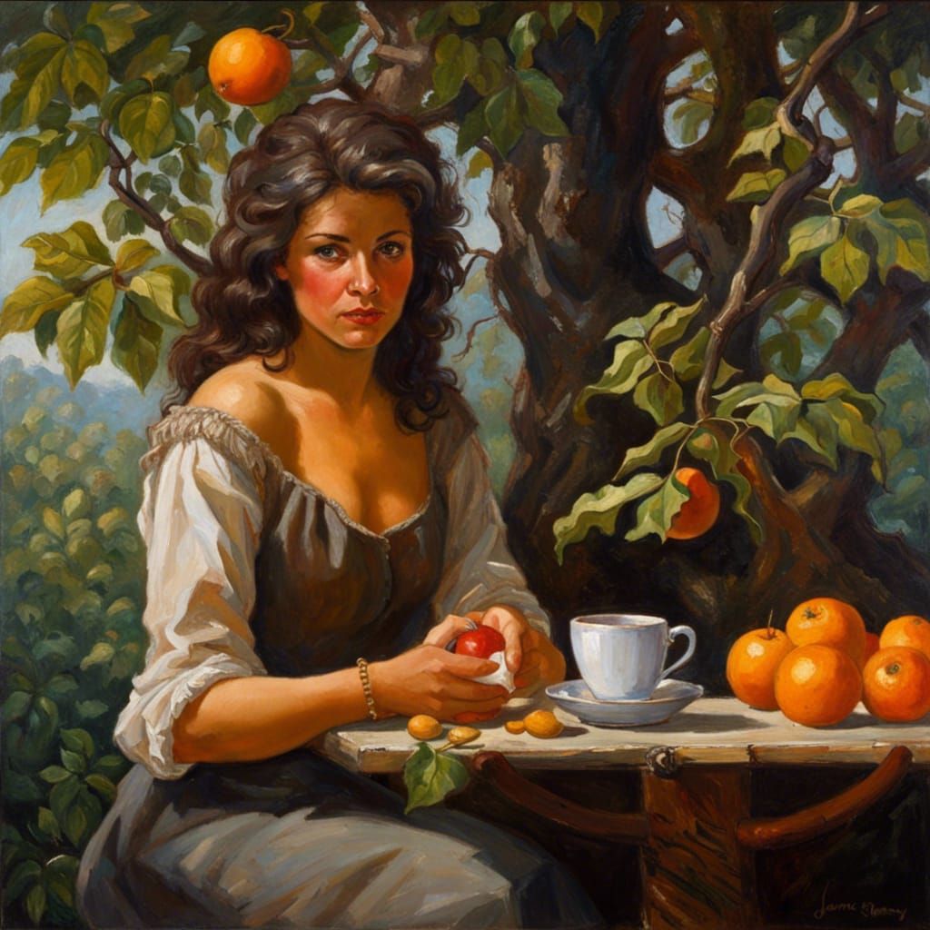 Woman Drinking Coffee: An Oil Painting by James Gurney