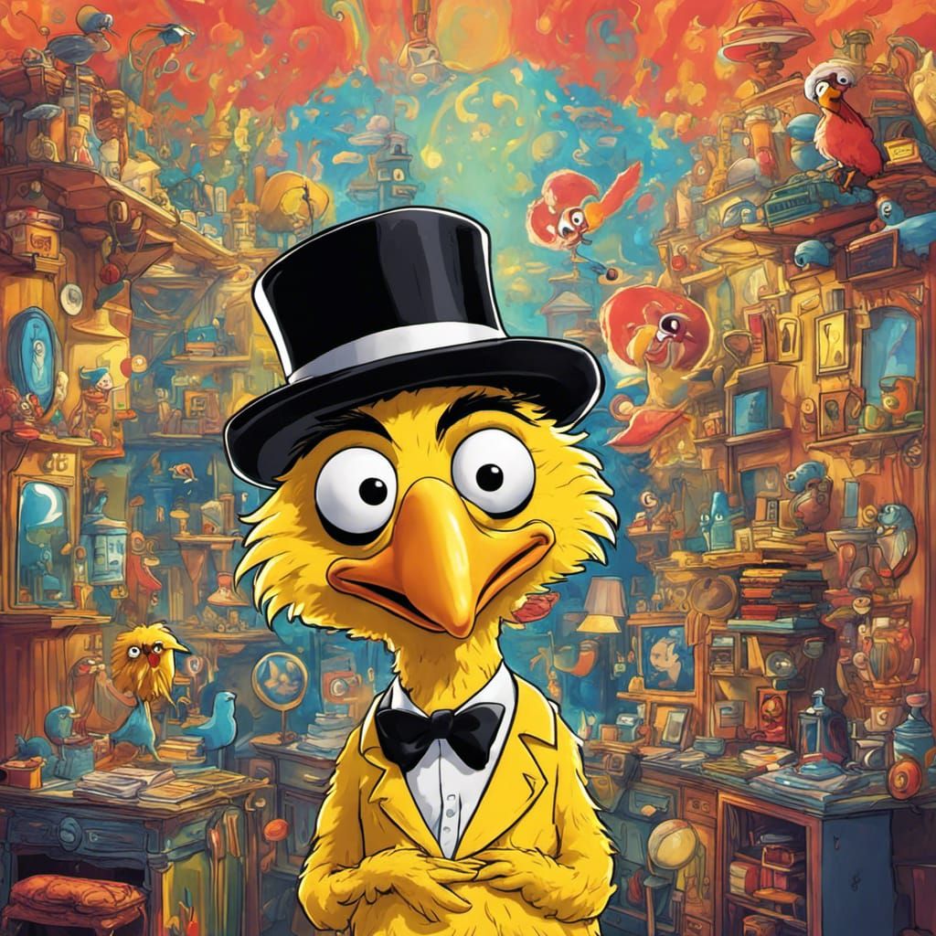 Chibi Groucho Bird in Psychedelic Burton Style
