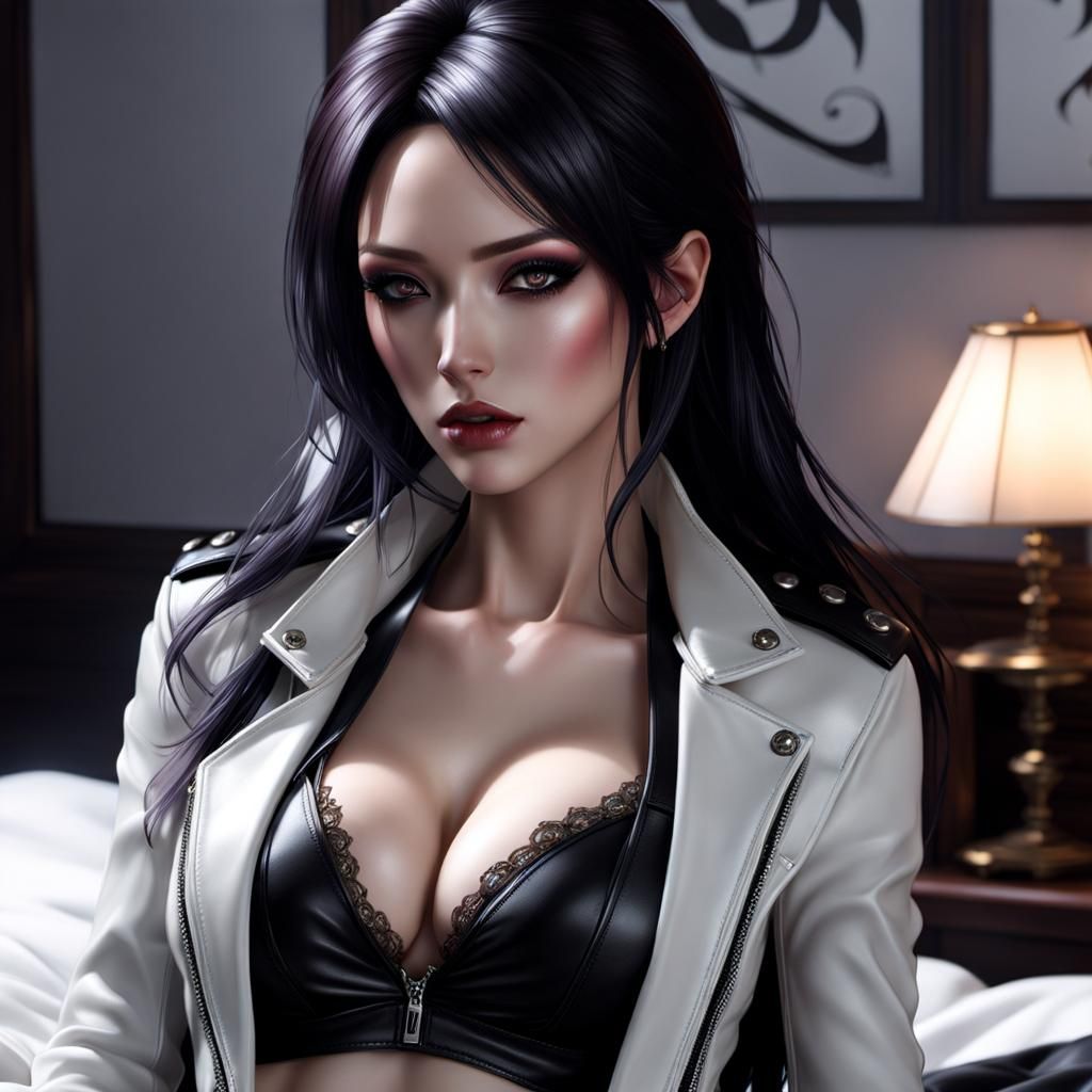 Gothic Vampire Woman Portrait in Hyperreal Style