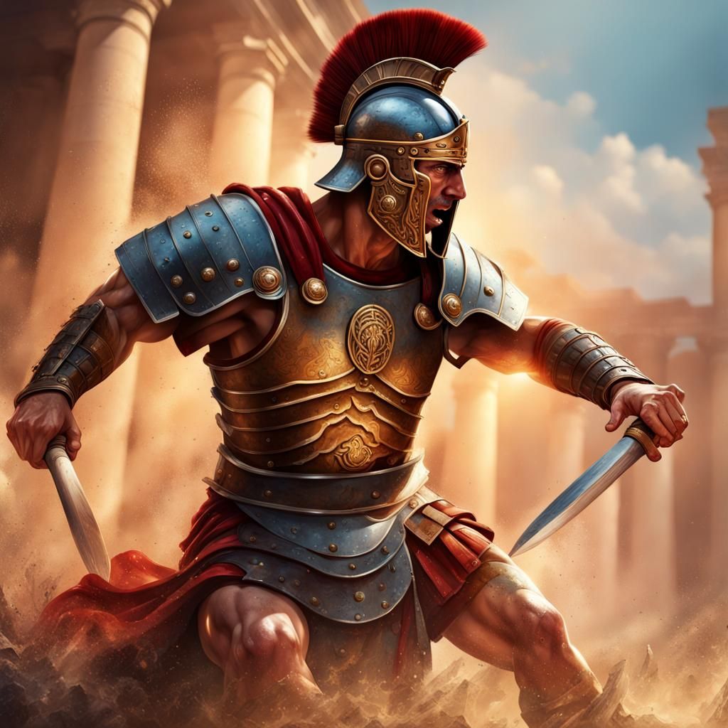Ancient Roman Gladiator in Splash Art Style