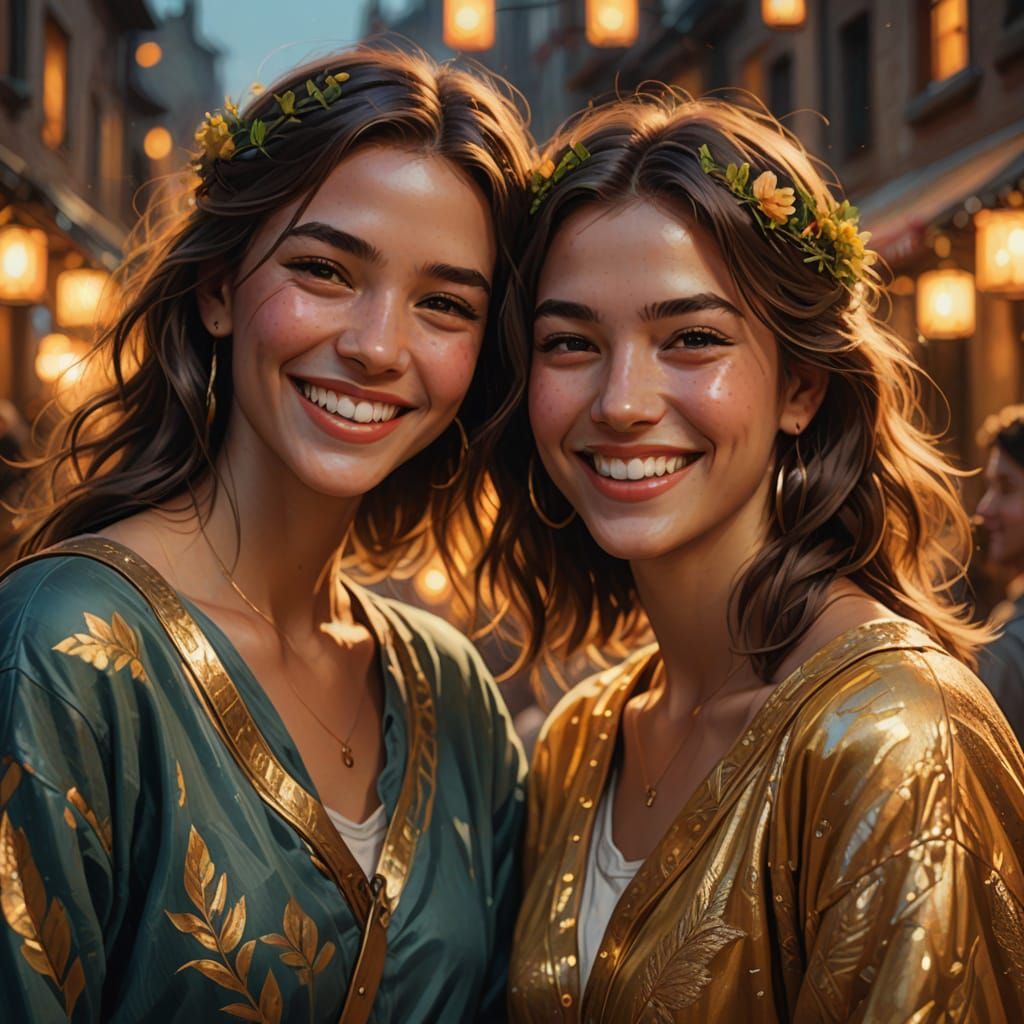 Two Girls Bask in Warmth of Golden Hour