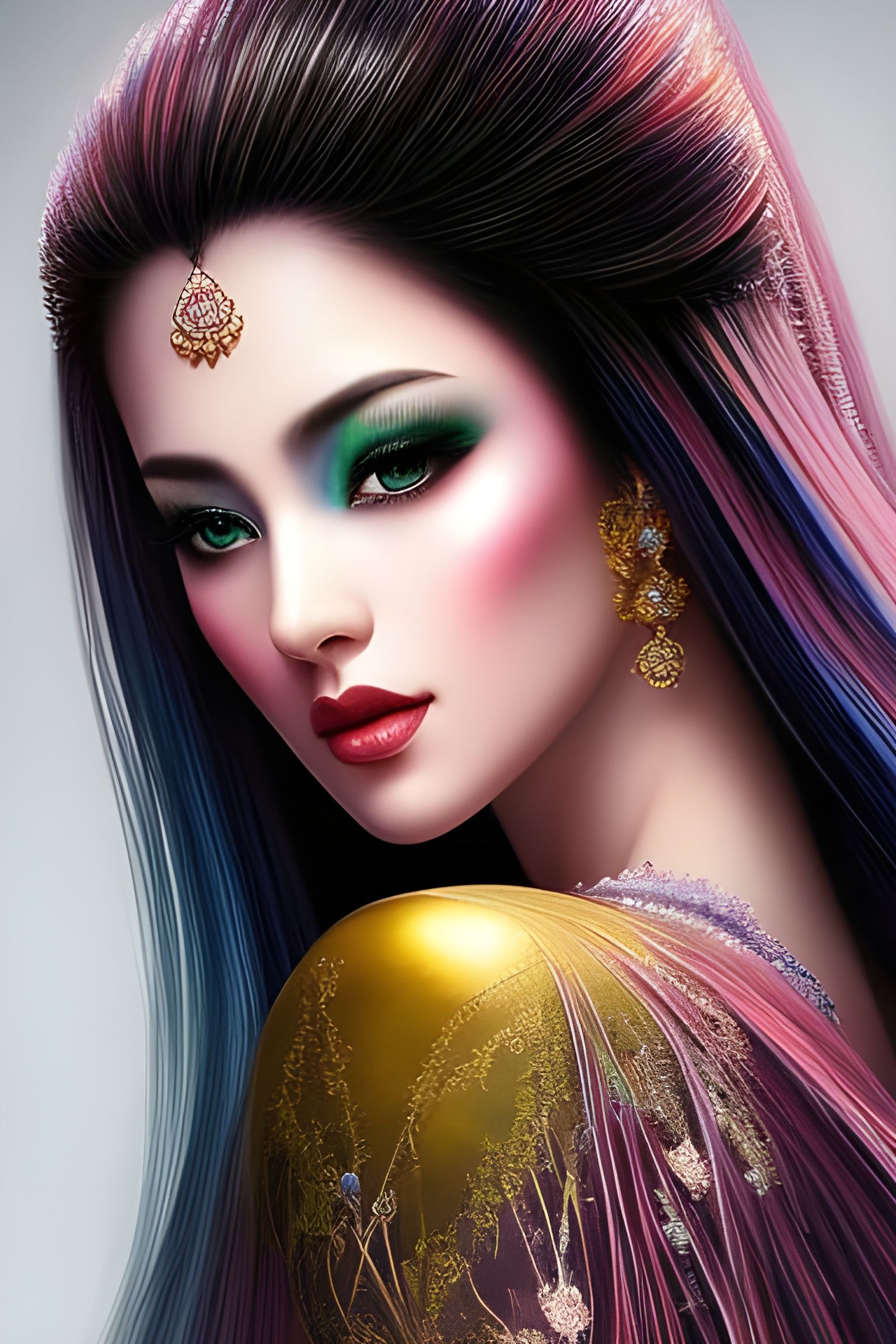 Shimmering Lightning Woman: Hyperdetailed Artstation Portrai...