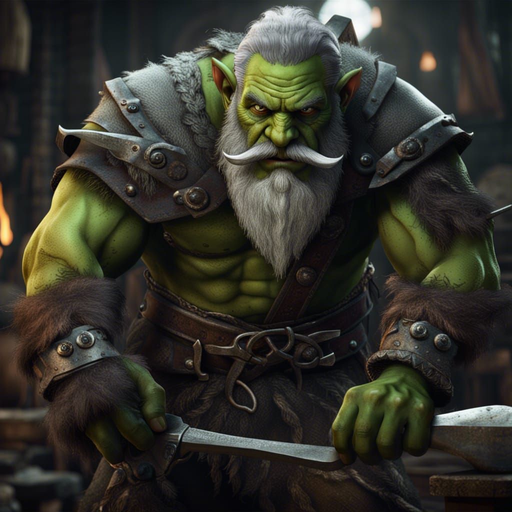Green Orc Blacksmith Concept Art in Unreal Engine 5