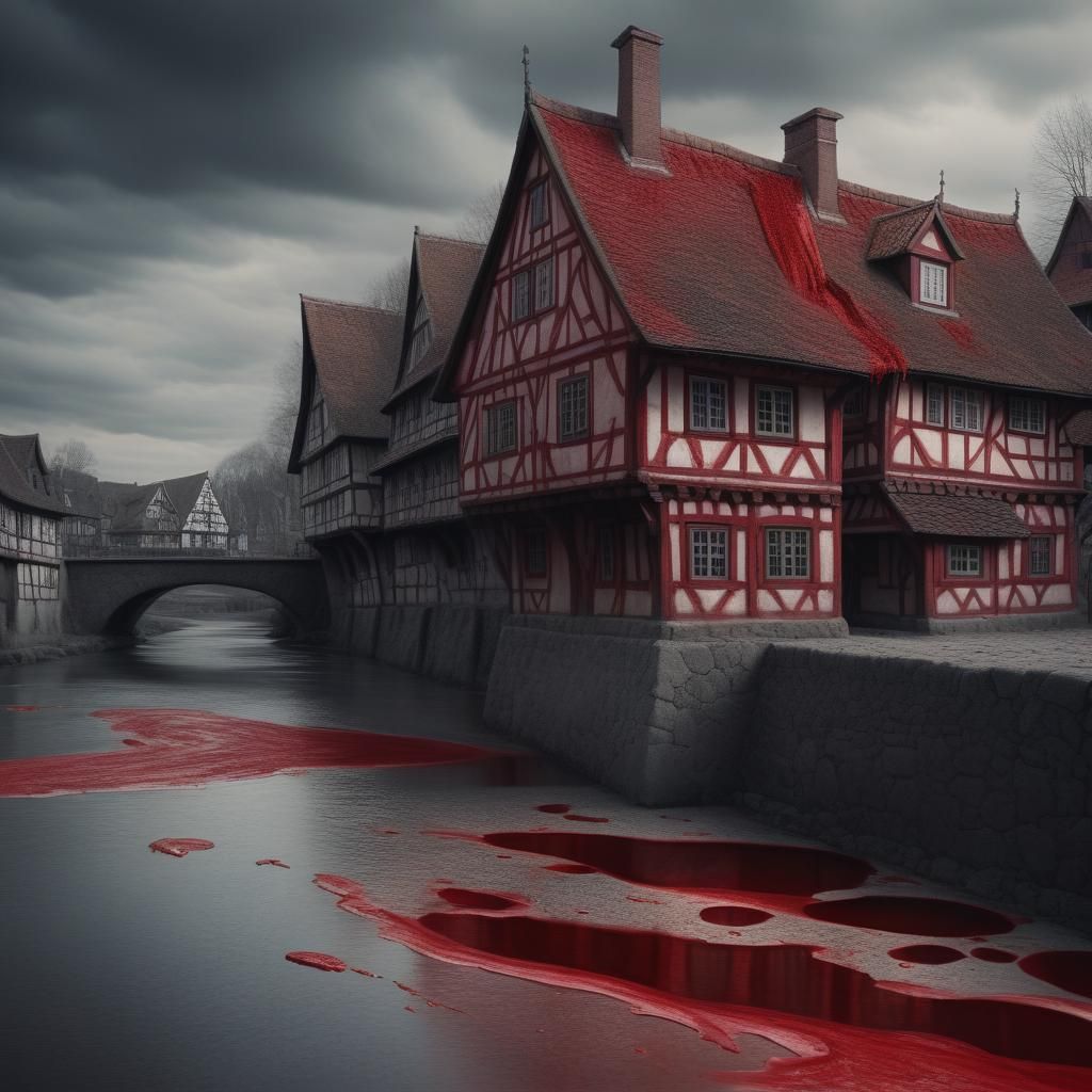 the river runs red, blood rain falls