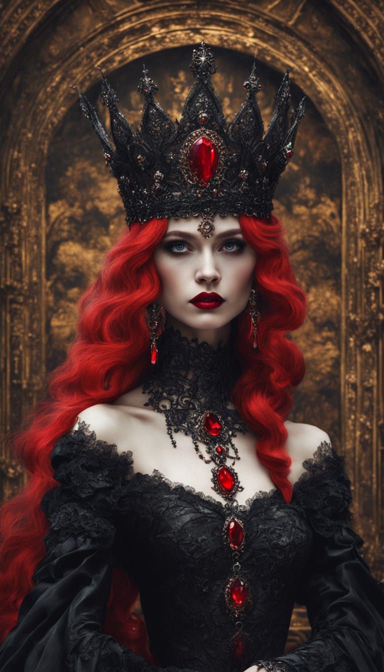 Medieval Queen in Dark Fantasy Attire